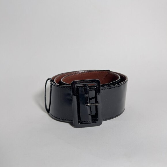Jean Paul Gaultier Black Patent Leather Wide Waist Belt - Picture 1 of 8